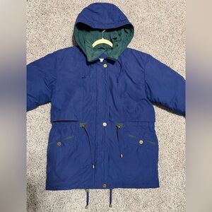 Vintage Cabin Creek Navy and Forest Hooded Raincoat
